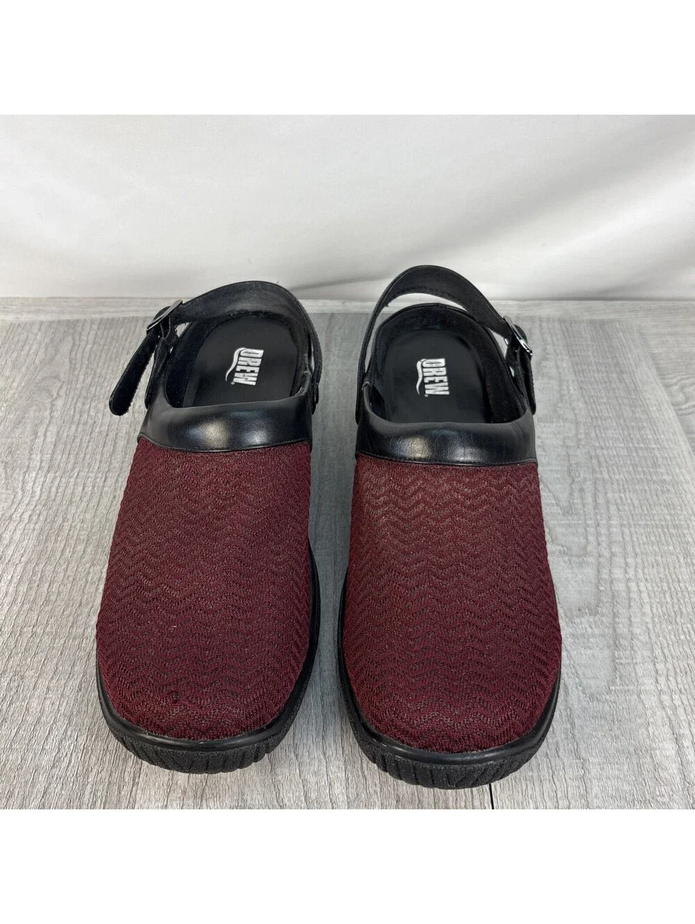Drew Savannah Women's Orthopedic Clog Burgundy Wavy Stretch 11